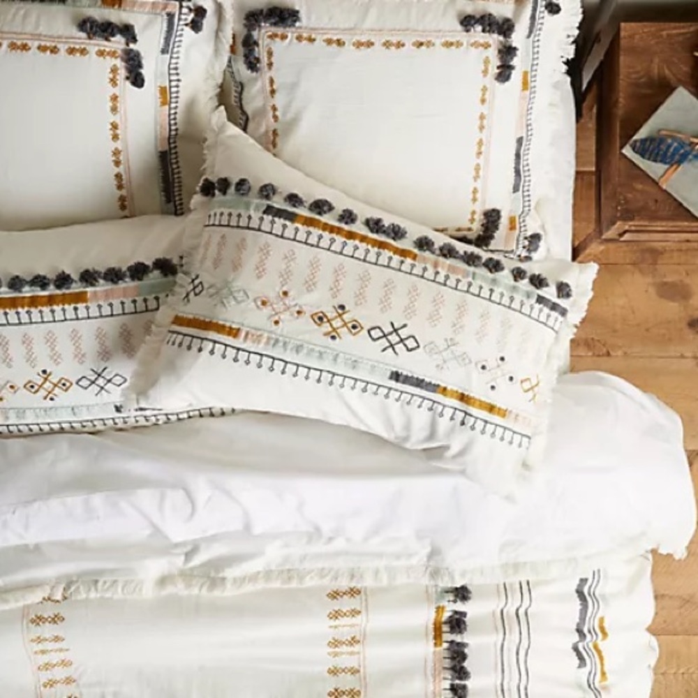 Anthropologie Embroider Shams | Textured | Set of 2